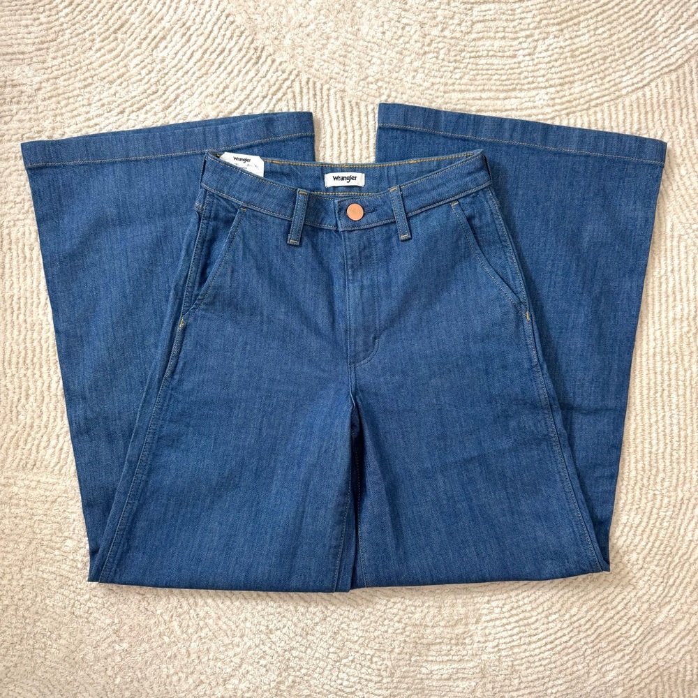 NWT Wrangler High Rise Trouser Wide Leg Jeans Original Rinse Size 25 x 32 - Picture 5 of 8